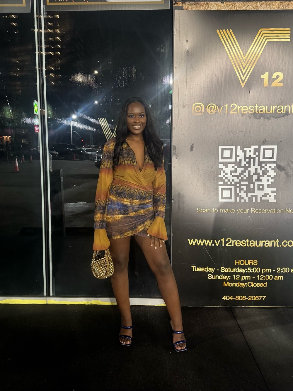 Fashion Nova Yellow and Blue Tie-Dye Wrap Mini Dress